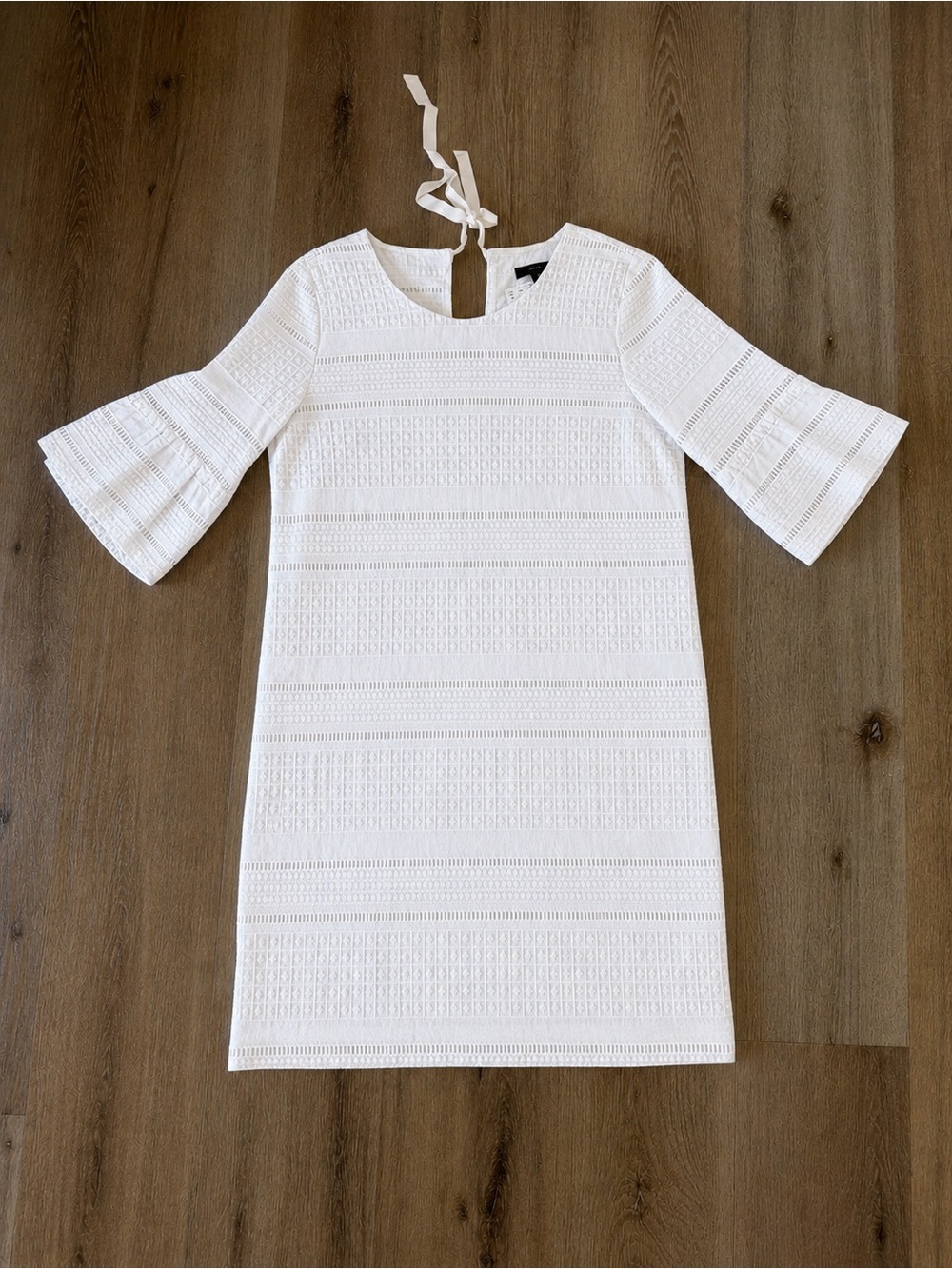 J. Crew White Eyelet Shift Dress with Bell Sleeves